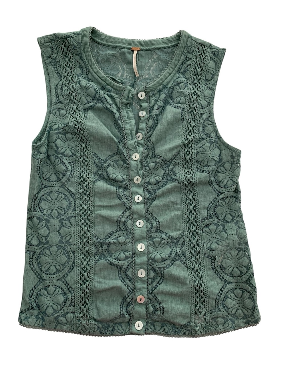 Free People Top Lacy Sage Green Size Medium